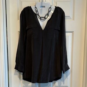 Joie Black V-Neck Blouse 100% silk size small